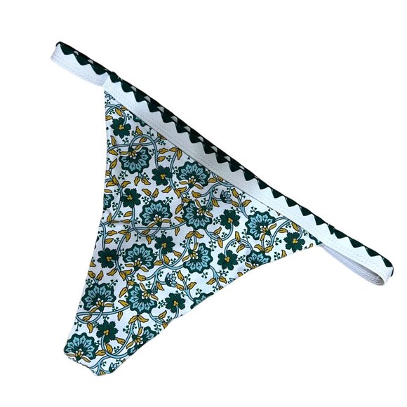 Floral Cheeky Bikini Sexy Swimsuit Green White Size Small NWOT - Picture 2 of 7